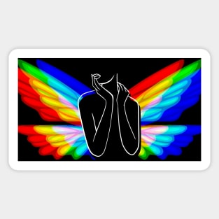 Girl with colorfull fairy wings Sticker